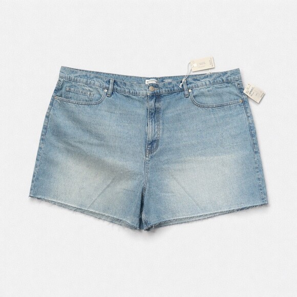 Good American Pants - Plus size Denim Long Shorts Womens plus Size 30 Blue Mid-Rise Relaxed